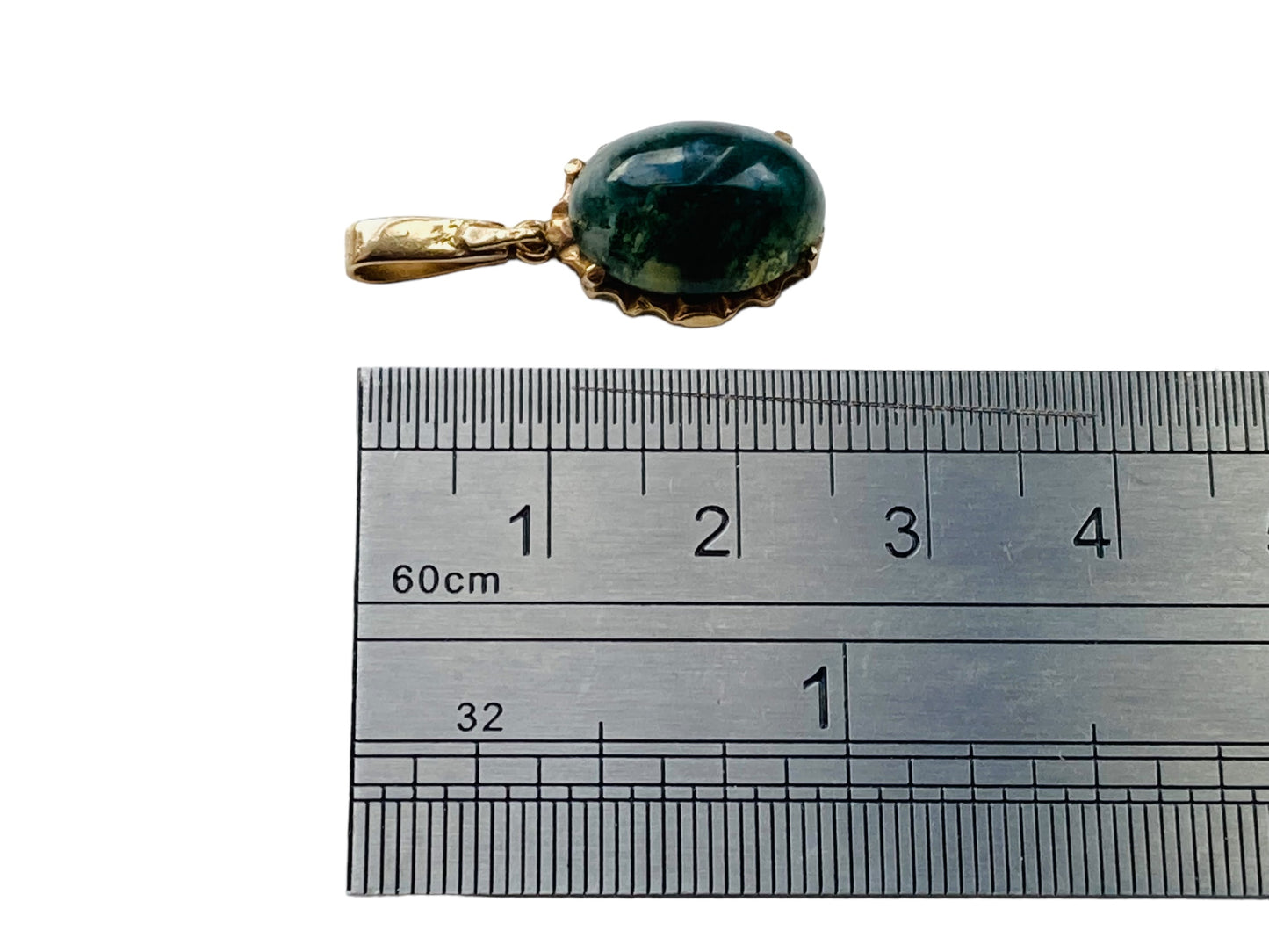 Vintage 9ct Gold Moss Agate Pendant