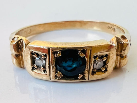 Vintage 9ct Gold Sapphire & Diamond Ring