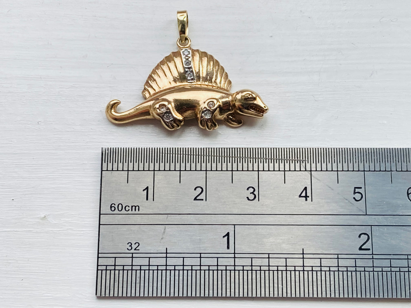 9ct Gold Diamond Dinosaur Pendant