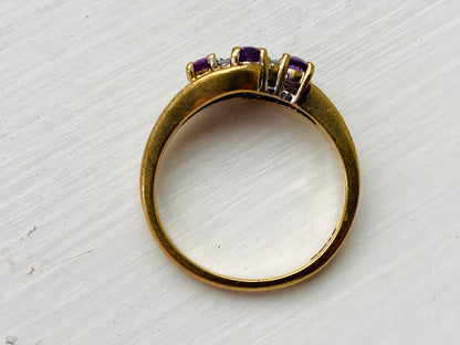 9ct Gold Amethyst & Diamond Ring