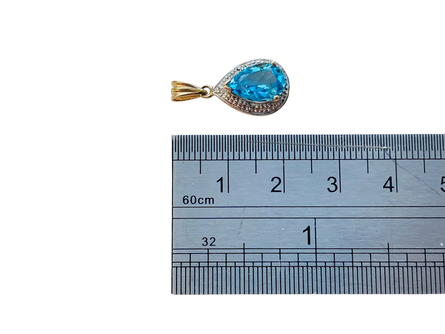 9ct Gold Topaz & Diamond Pendant