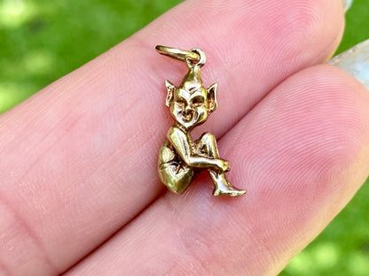 Vintage 9ct Gold Elf Pendant