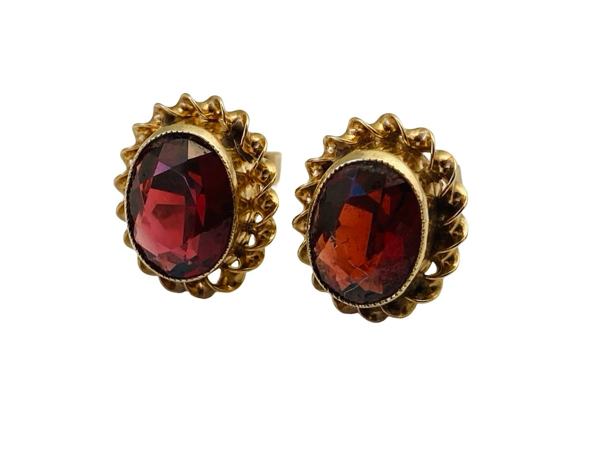 9ct Gold Garnet Earrings