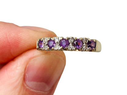 9ct Gold Amethyst & Diamond Ring