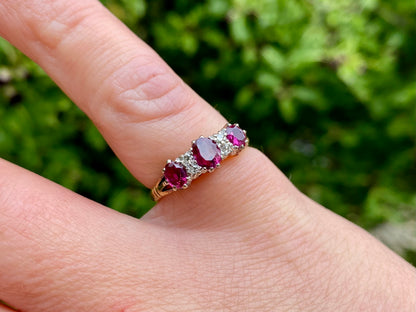 Vintage 18ct Gold Ruby & Diamond Ring