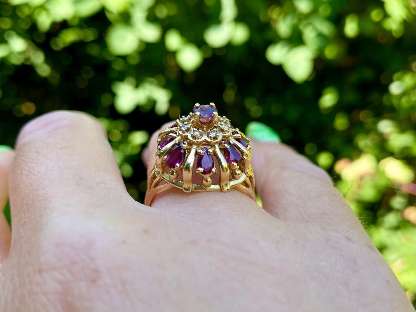 Vintage 14ct Gold Ruby & Diamond Ring