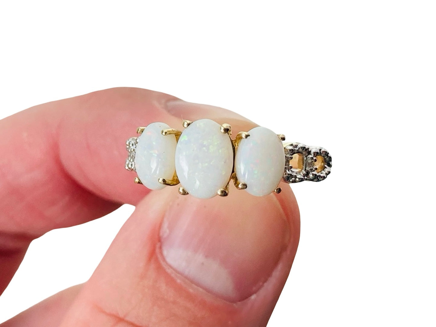 9ct Gold Opal & Diamond Ring