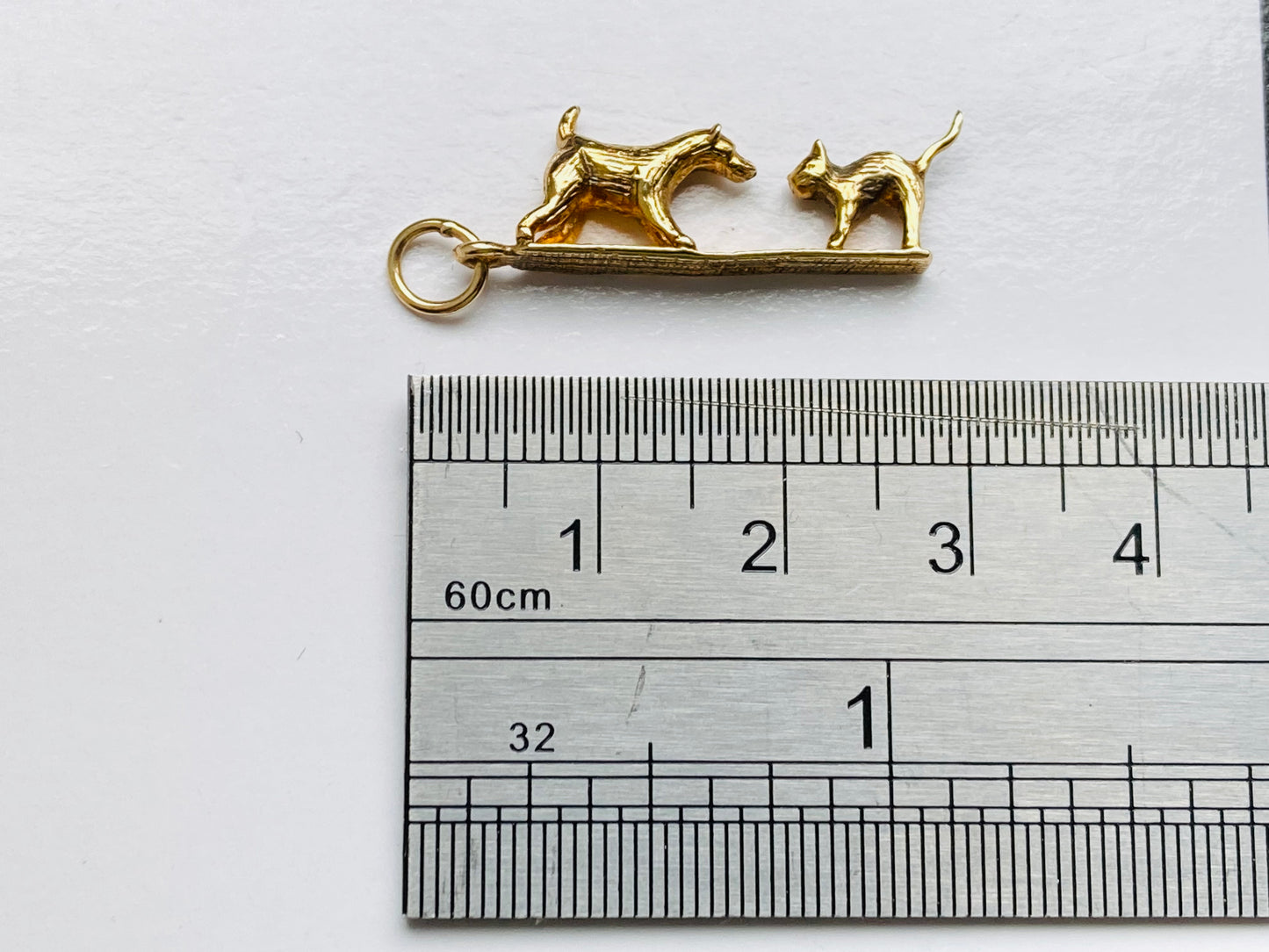 Vintage 9ct Gold Dog & Cat Pendant or Charm