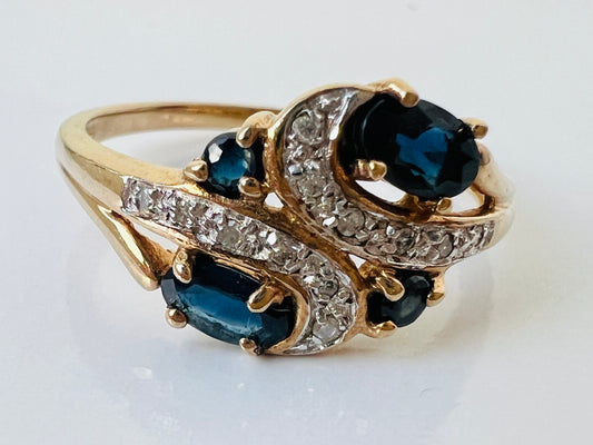 9ct Gold Sapphire & Diamond Ring