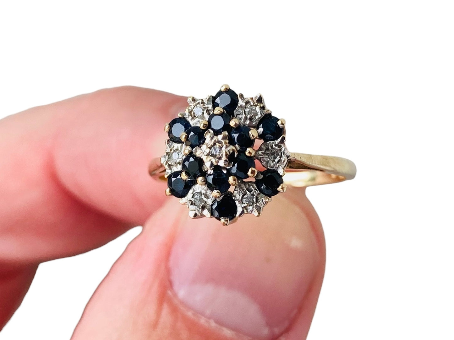 Vintage 9ct Gold Sapphire & Diamond Ring
