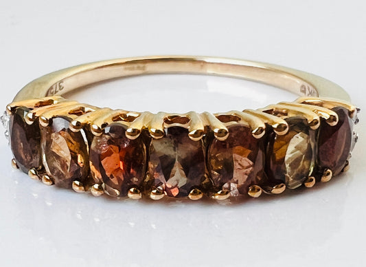 9ct Gold Brown Audalusite & Diamond Ring
