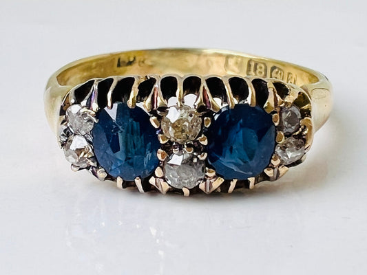 Antique 18ct Gold Sapphire & Diamond Ring