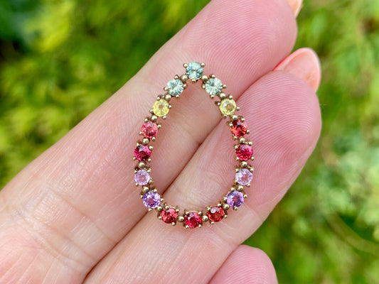 9ct Gold Multi-Sapphire & Ruby Pendant