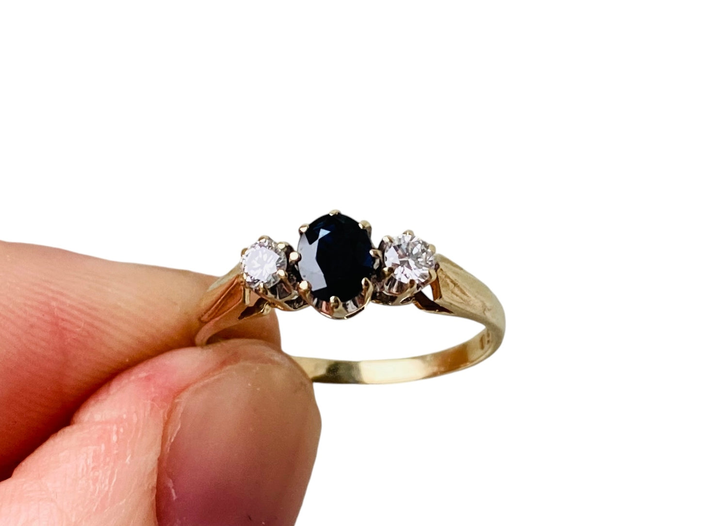 9ct Gold Sapphire & Diamond Trilogy Ring