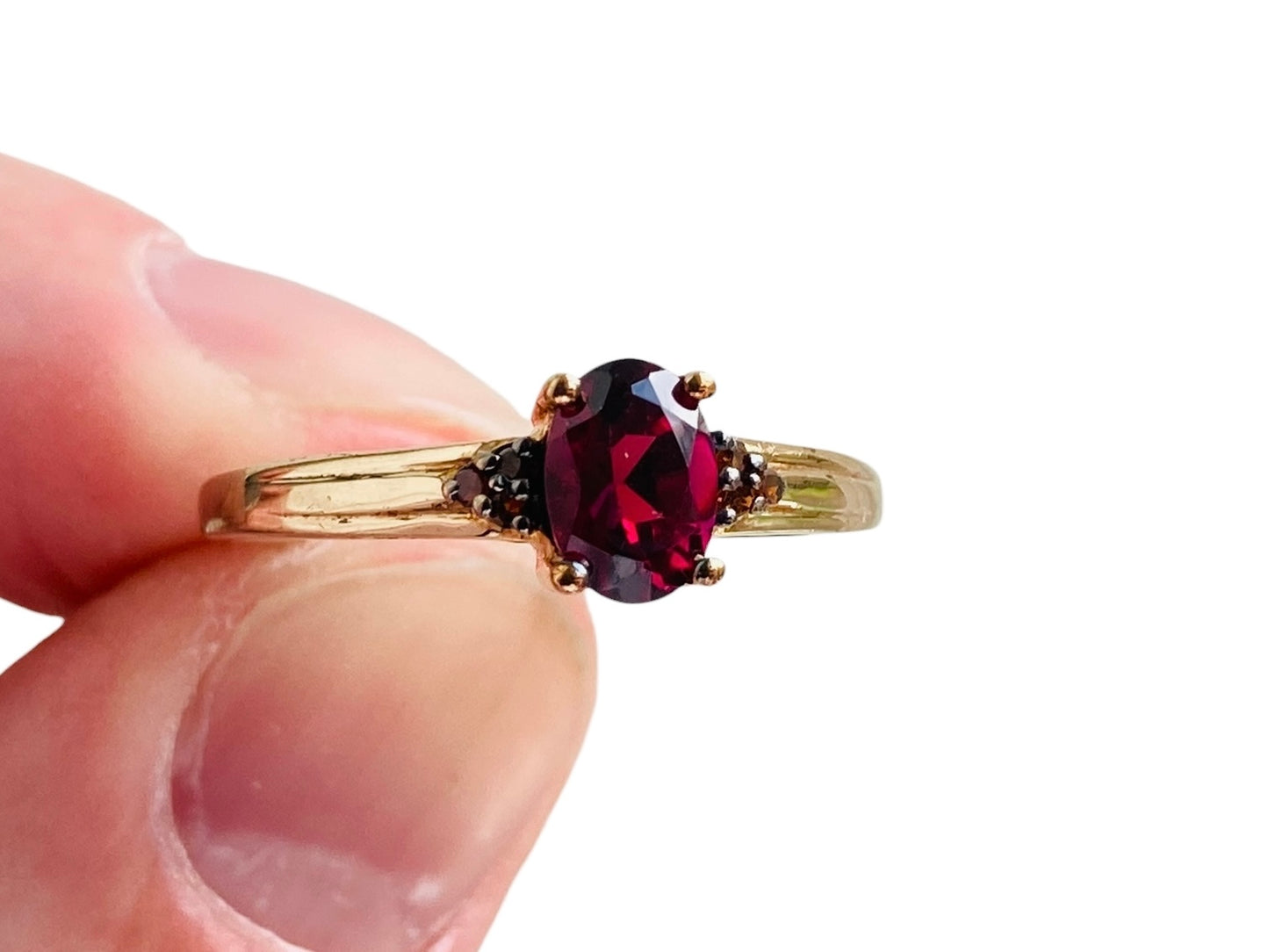 9ct Gold Garnet & Orange Diamond Ring