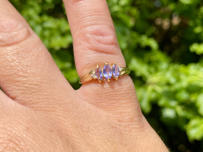 10ct Gold Tanzanite & Diamond Ring