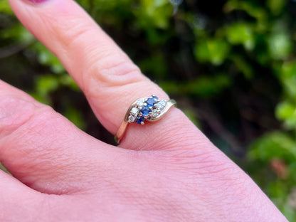 Vintage 9ct Gold Sapphire & Diamond Ring