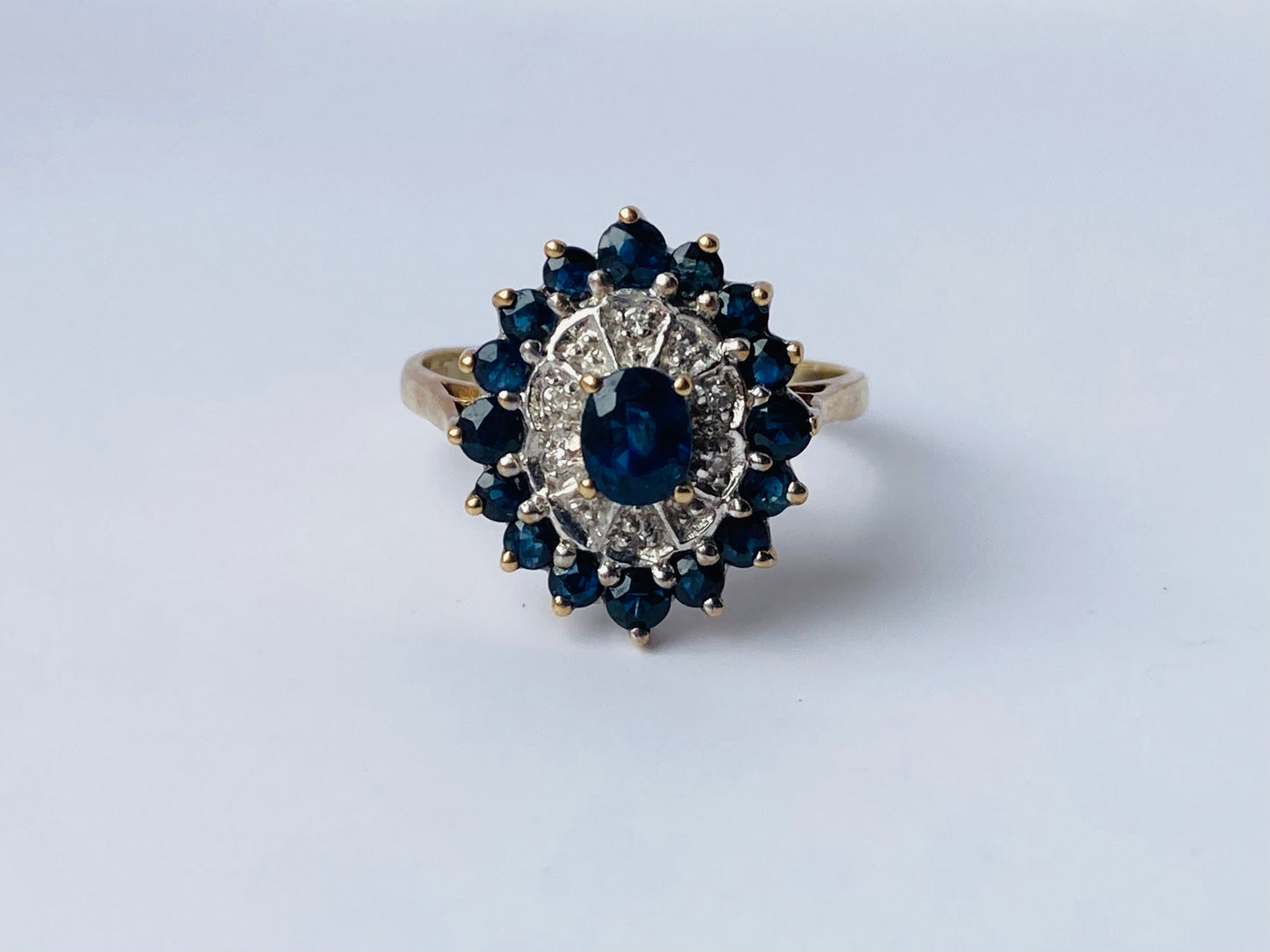 Vintage 9ct Gold Sapphire & Diamond Ring