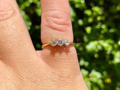 Vintage 9ct Gold Three-Stone Diamond Ring
