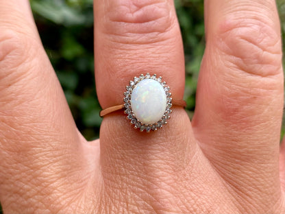 9ct Gold Opal & Diamond Ring
