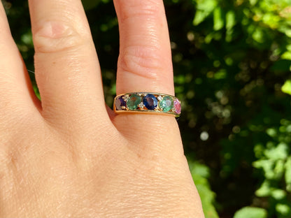 9ct Gold Multi Sapphire & Diamond Ring