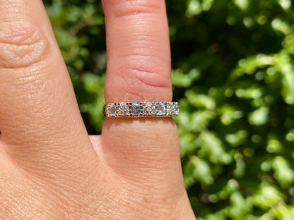9ct Gold Aquamarine & Diamond Ring