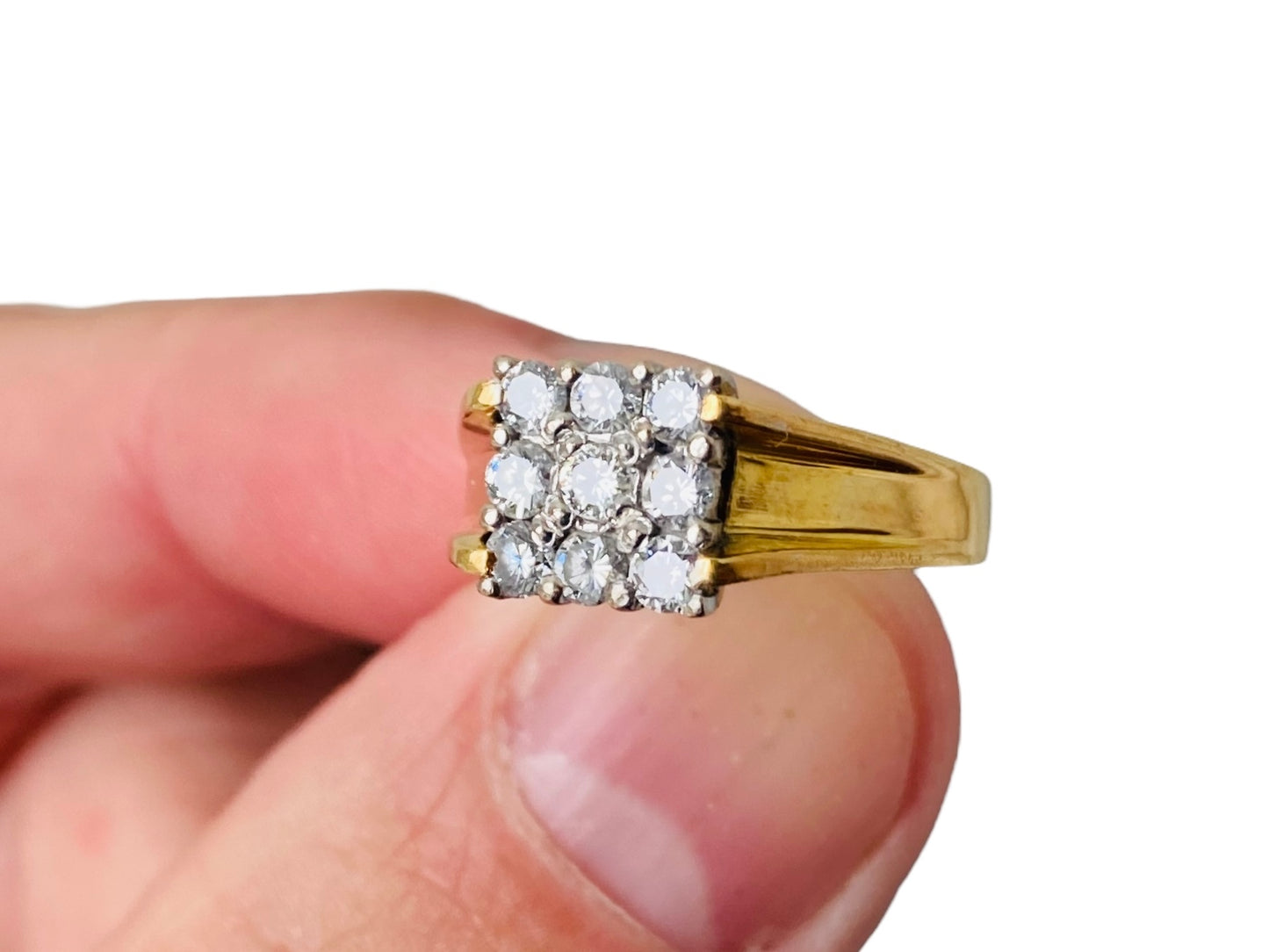 Vintage 18ct Gold Nine-Stone Diamond Ring