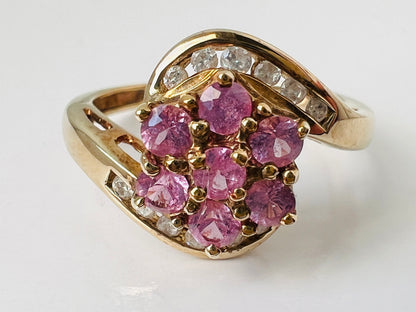 9ct Gold Pink Sapphire & Diamond Ring