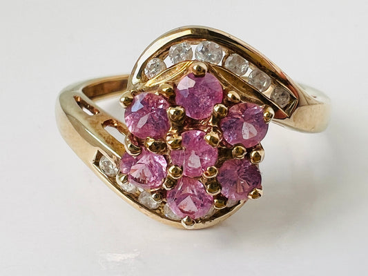 9ct Gold Pink Sapphire & Diamond Ring