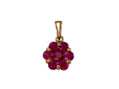 9ct Gold Ruby Floral Pendant