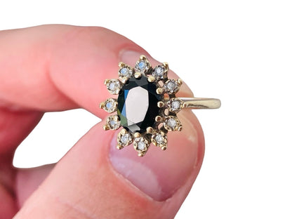 Vintage 9ct Gold Sapphire & Diamond Ring
