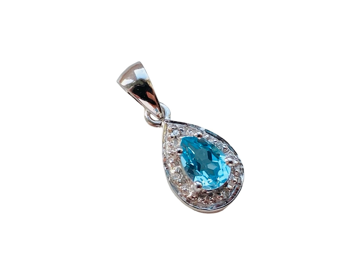 9ct Gold Topaz & Diamond Pendant