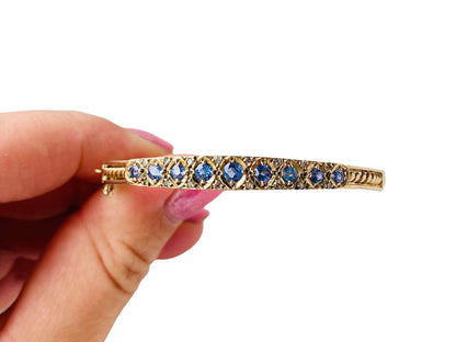 9ct Gold Sapphire & Diamond Bangle