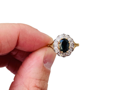 9ct Gold Sapphire & Diamond Cluster Ring