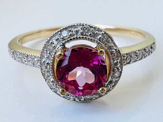 9ct Gold Pink Sapphire & Diamond Ring