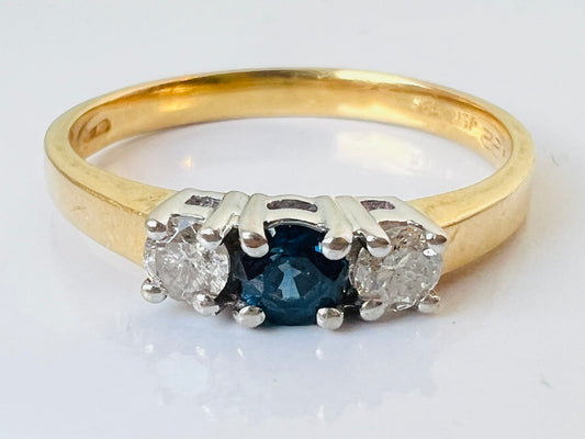 18ct Gold Sapphire & Diamond Trilogy Ring