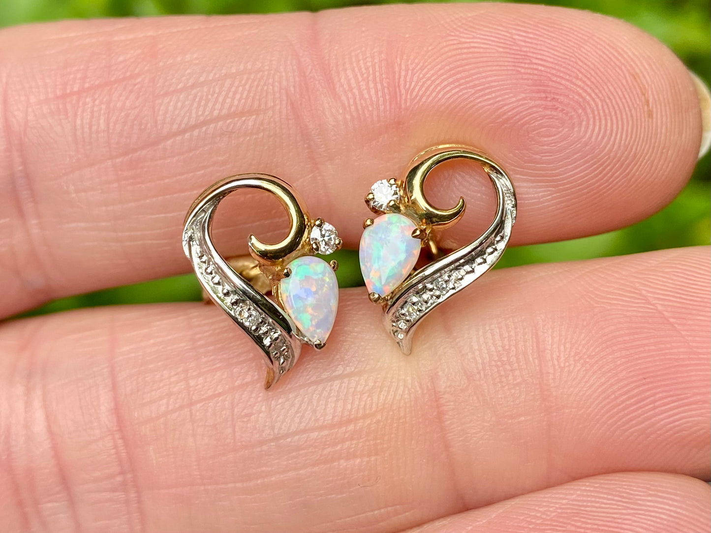 9ct Gold Opal & Diamond Earrings