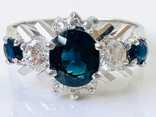 Vintage 18ct Gold Sapphire & Diamond Ring