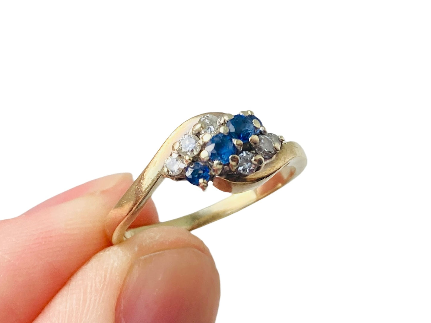 Vintage 9ct Gold Sapphire & Diamond Ring