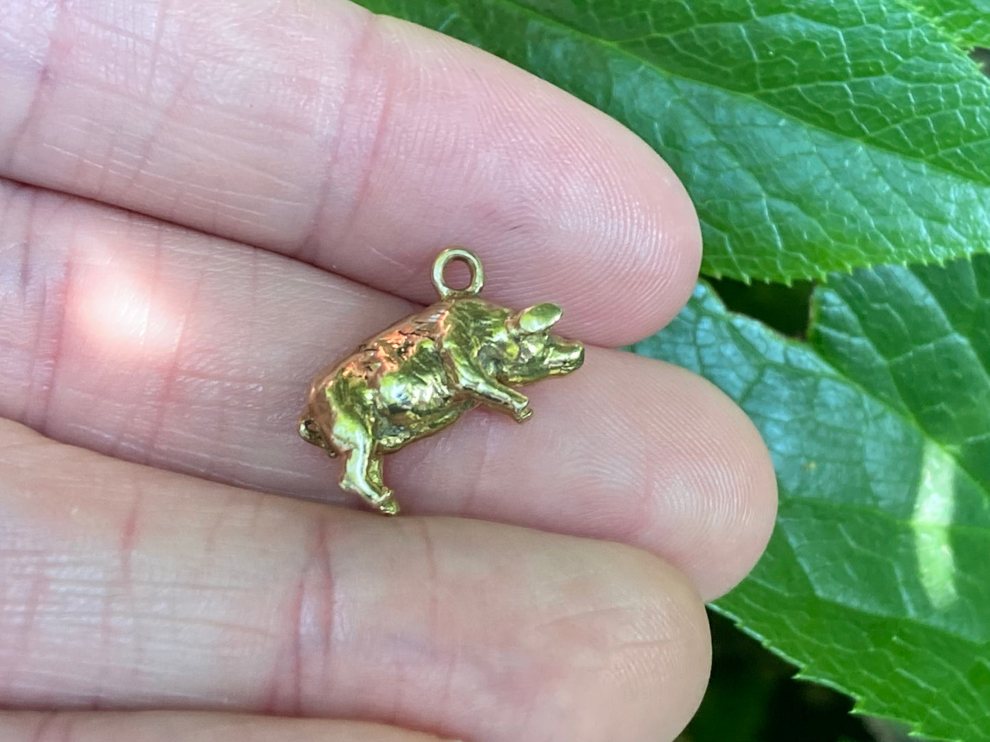 Vintage 9ct Gold Solid Pig Charm Pendant