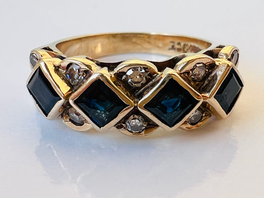 Vintage 9ct Gold Sapphire & Diamond Ring