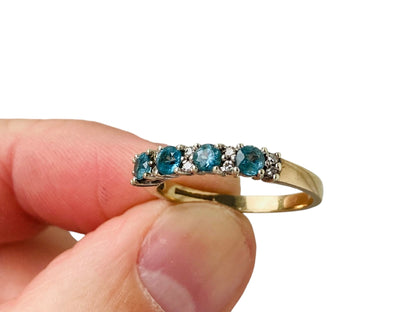 Vintage 9ct Gold Topaz & Diamond Ring