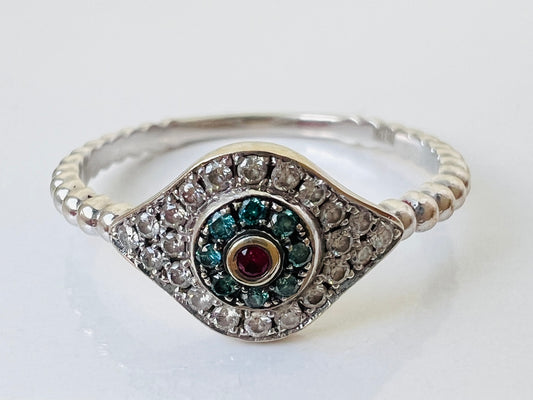 18ct Gold Evil-Eye Diamond Ring