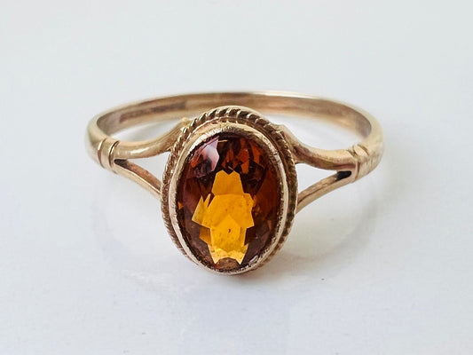 Vintage 9ct Gold Citrine Ring