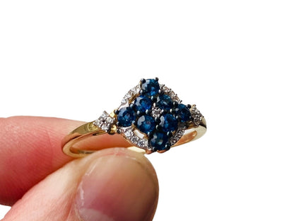 9ct Gold Sapphire & White Zircon Ring