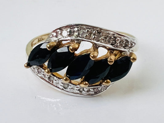 9ct Gold Sapphire & Diamond Ring