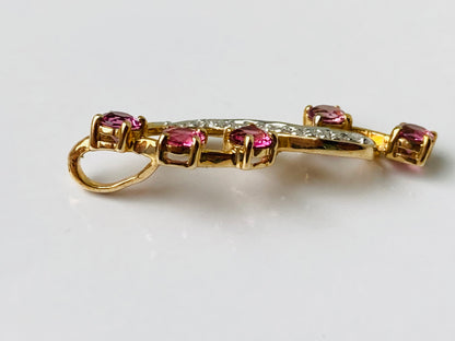 9ct Gold Pink Spinel & Diamond Pendant