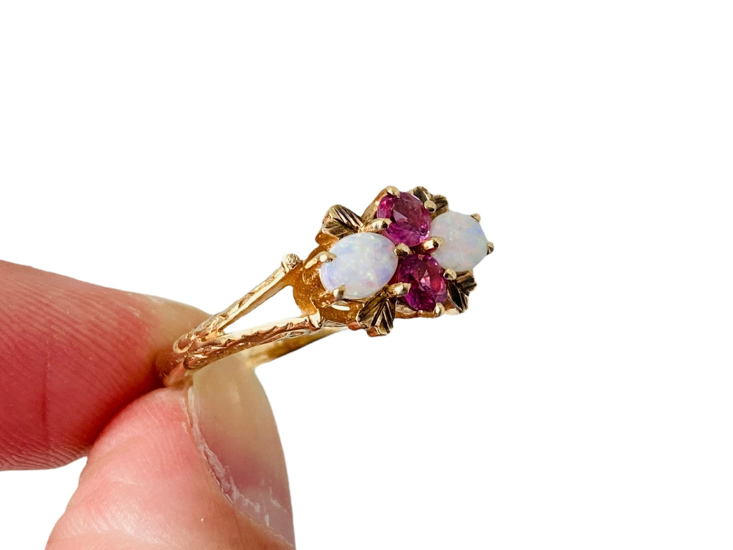 Vintage 9ct Gold Opal & Ruby Ring