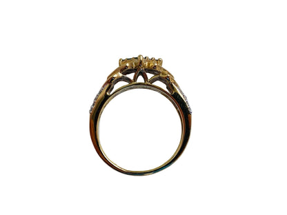 9ct Gold Green & White Diamond Ring