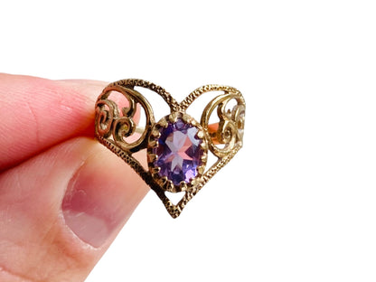 Vintage 9ct Gold Amethyst Ring